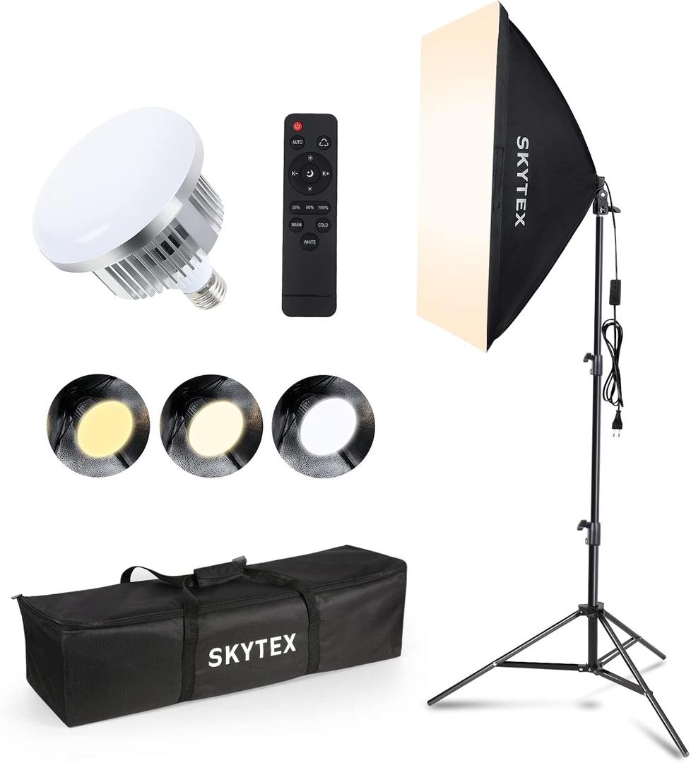 Skytex Softbox Lighting Kit 1Pack 20x28in Soft Box | 85W 2700-6400K E27 LED Bulb Continuous Photography Lighting, Photo Studio Lights Equipment for Camera Shooting, Video Recording