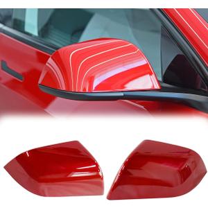 Left & Right Side Rearview Mirror Cover Cap For Tesla Model 3 2017 2018 2019 2020 2021 2022 2023 2024 (Red) (Red for Model 3)