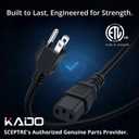 Kado 3 Prong AC Power Cable 1.5m, 5 Feet 125 Volts 10 Amps Power Cord for Electronics, Dekstop PC, TV, Computer, Printer, Radio, Monitor, Sceptre, Samsung, Dell, Panasonic, Vizio, LG, Asus