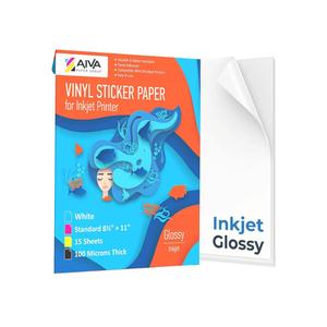 Limia's Care Printable Vinyl Sticker Paper for Inkjet Printer - Glossy White - 15 Self-Adhesive Sheets - Waterproof Decal Paper - Standard Letter Size 8.5"x11"