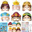 WATINC 36Pcs Purim Day DIY Mask Craft Kits, Make Your Own Holiday Purim Story Character Masks for Kids, Jewish Party Costume Gifts School Home Role Play Cosplay Activities Favors Supplies Decorations