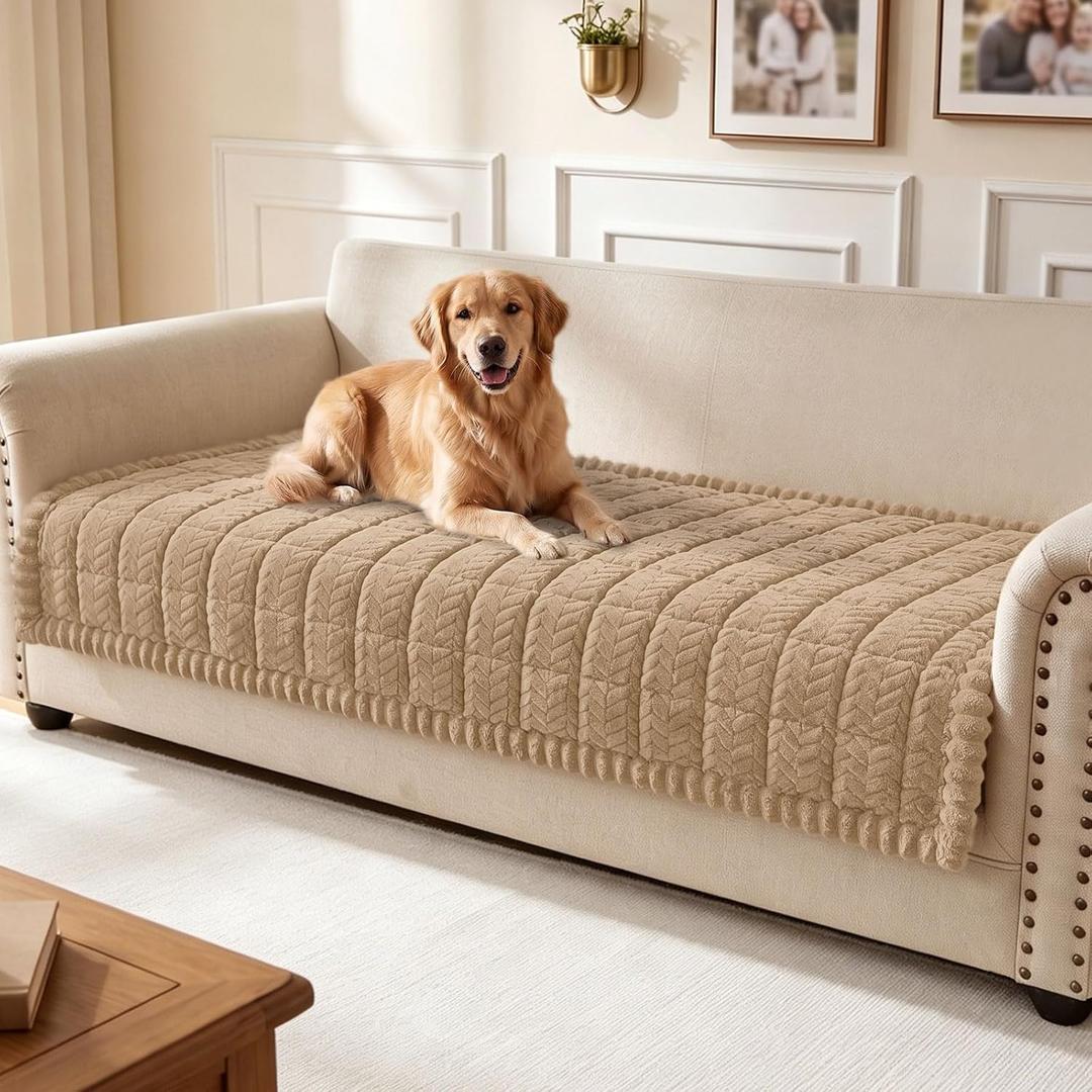Smiry Couch Cover for Dogs, Non Slip Fuzzy Pet Sofa Covers Washable