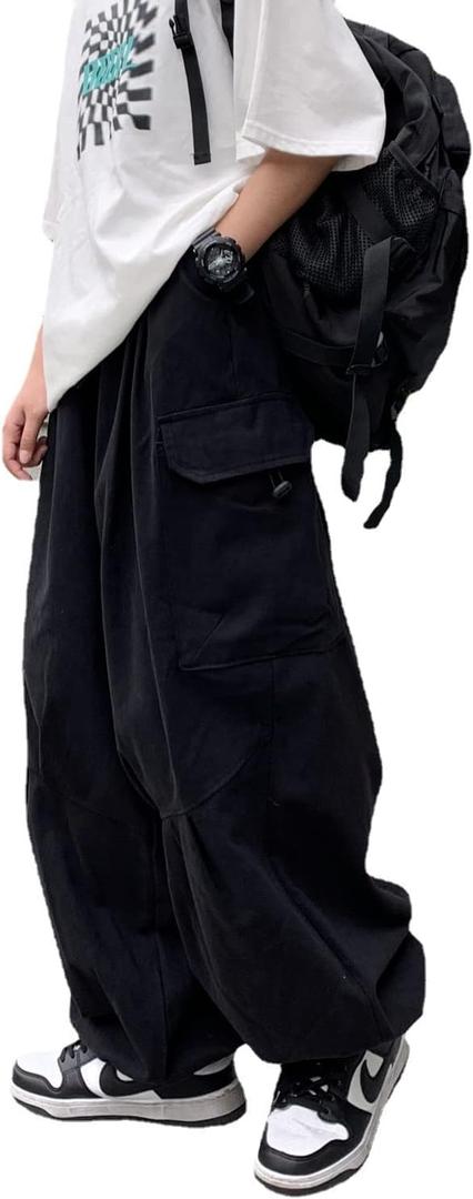 Gothic Harajuku Cargo Pants Y2K Women Wide Leg Joggers Hippie Streetwear Loose Baggy Trousers