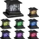 8 Pack Solar Post Cap Lights, Outdoor Fence Solar Powered Cap with Crackle Glass Bulb and 4 Lighting Modes Waterproof Light for Deck Patio or Garden Decor, Fits 4x4 6x6 Wooden Posts