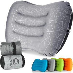Crisonky Camping Pillow - Inflatable Pillow - Travel Pillows for Backpacking & Airplane, Lumbar Support 2.0 Blow Up Pillows, Ultralight Compressible, Comfortable, Ergonomic Pillows