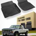 All Weather Floor Mats for Ford F150/Ford Bronco 1980-1996, F-250/F350 1980-1997 Classic Ford Truck Accessories 1980-1986 1987 1988 1989 1990 1991 1992-1996 Waterproof Nonslip TPE Liner Cover Black