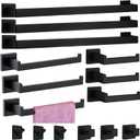 15-Pieces Matte Black Bathroom Accessories Set, Stainless Steel Bathroom Hardware Set, Towel Racks for Bathroom Wall Mounted 24 Inch Bath Towel Bar Set.