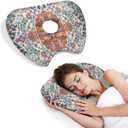Ear Piercing Pillow for Side Sleepers Pillows with Holes for Ear Pain,Donut Pillow for Ear Side Sleeping Pillow for Adults CNH Ear Pain Relief Pressure Sores Ear Pillow with Hole in Center (17.5"x12.6", Boho-2)