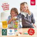 Nene Toys Wooden Tumble Tower Game with Animals & Colors, 4-in-1 Educational Family Board Game for Kids Ages 3-9, Creativity & Cognitive Skills Booster - Gift for Boys Girls 3+ Years