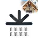 Gable Plate, Black Powder-Coated Truss Connector Bracket, 12:12 Pitch, 4 mm / 0.16" Steel Truss Nail Plates for Wooden Beam Fixed, Decorative Gable Plate with Bolts Support Shed Build