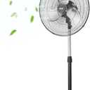 VEVOR Industrial Pedestal Fan, 18 Inch 90-Degree Oscillating Fan, Height Adjustable Standing Fans with 3 Adjustable Speeds, High Power Floor Fans for Office, Black