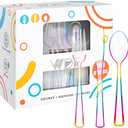 WDF 180 PCS Rainbow Plastic Silverware - Clear Colorful Cutlery Disposable Heavy Duty Include 60 Forks, 60 Knives and 60 Spoons - Colorful Disposable Utensils for Trolls Party/Birthday Party