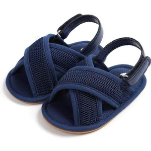 COSANKIM Infant Baby Boys Girls Summer Sandals Non Slip Soft Sole Toddler First Walker Crib Shoes (0-18 Months) (05 Dark Blue)
