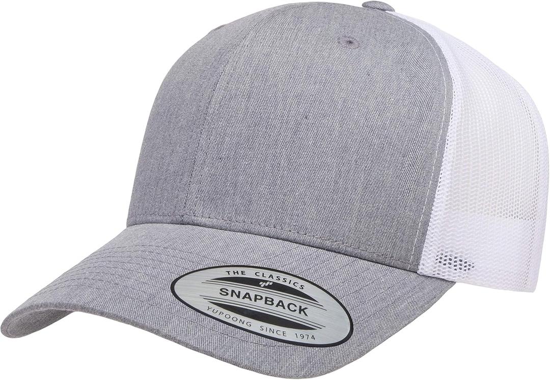 Yupoong Men's YP Classic Trucker Cap, OSFA (Heather/White)