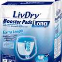 LivDry Incontinence Booster Pads, Use with Adult Diapers for Women and Men, Extra Comfort Softness, Disposable Pad (32 Count, Long Length)