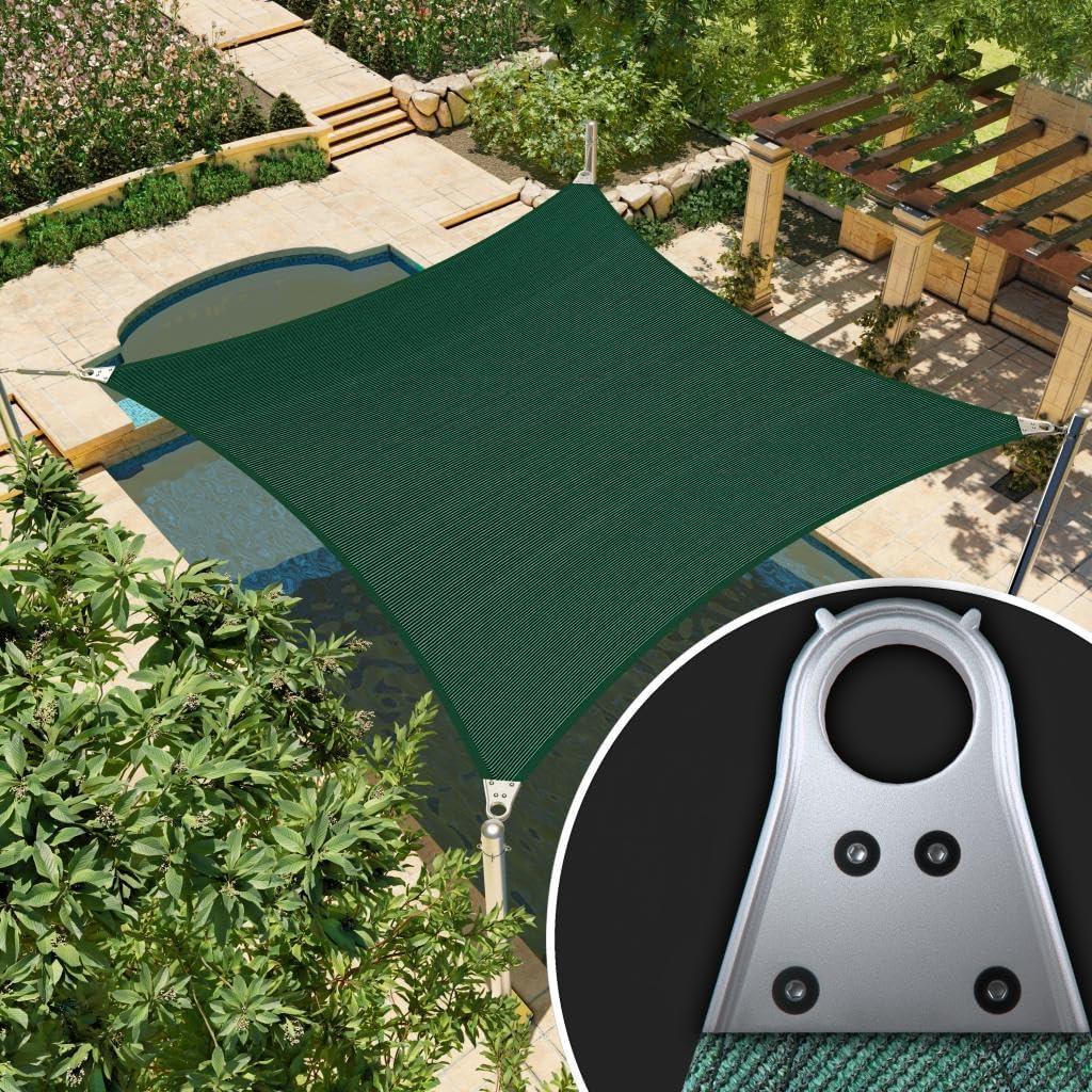 Amgo 18' x 24' Green Rectangle Super Ring Sun Shade Sail UPF50+ AGSRR Canopy Awning Shades for Patio, Commercial Standard, 260 GSM Heavy Duty, 98% UV Blockage