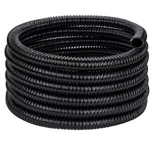Pond Tubing ID 1” × 50ft Black Corrugated Flexible Reinforced Waterfall Pond Tube Sump Pump Hose, Non-toxic & Kinkproof (50 ft, 1" ID