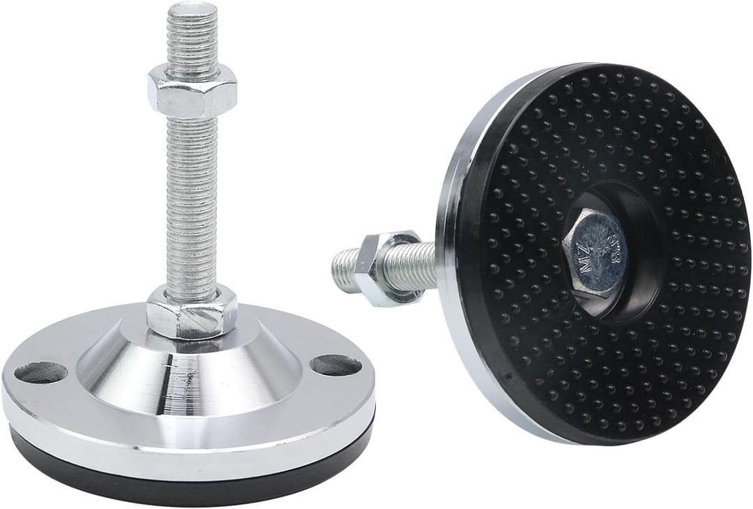 Mcredy Leveling Feet M14 Thread Adjustable Feet Levelers Carbon Steel Black Silver 1100LB Capacity Leveling Feet Heavy Duty D100xM14x100 Pack of 2