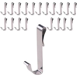 20 Pack Stainless Steel J Shaped Hook, Hanging Sink Grid Hook, Wire Rack Hook, Kitchen, Bedroom, Office, Wire Shelf