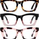 Oprah Reading Glasses for Women-5 Pack Blue Light Blocking Square Fashion Readers with Spring Hinge Computer Eyeglasses(Mix1, 1.50x)