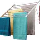 Smartsome | Wall Mounted | Clothes Drying Rack| 22" Wide |15 Linear Feet Capacity | 8 Smooth Round Stainless Steel Rods | 60 lb Capacity | Fully Assembled | Compact Sturdy Space-Saving Design