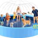 107'' Foldable Dog Pool, Extra Large Sprinkler Pools for Kids, Non-Slip Heavy Duty Dogs Pool for Large Dogs, Hard Plastic Kiddie Bathtubs for Backyard(9ft)
