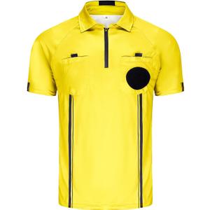 CUTIEHON Soccer Referee Jersey, Short Sleeve Official Pro Referee Shirt, Featuring a Badge Holder & Pockets (Yellow), XS