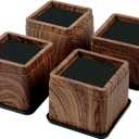 BTSD-home 3 Inch Wood Bed Risers Furniture Risers Bed Frame Lifters in Heights of 3 or 6 Inch Heavy Duty Set of 4 Square