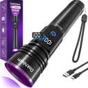 365nm UV Flashlight Rechargeable, Black Light Flashlight with LCD Display, Powerful Ultraviolet Lights for Pet Urine Detection, Resin Curing, Rockhounding, Scorpion, Uranium Glass, A/C Leak