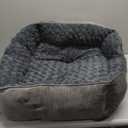 INVENHO Large Dog Bed for Large Medium Small Dogs, Rectangle Washable Orthopedic Dog Bed, Soft Calming Sleeping Puppy Bed Durable Pet Cuddler with Anti-Slip Bottom L(30"x24"x9") (Grey)