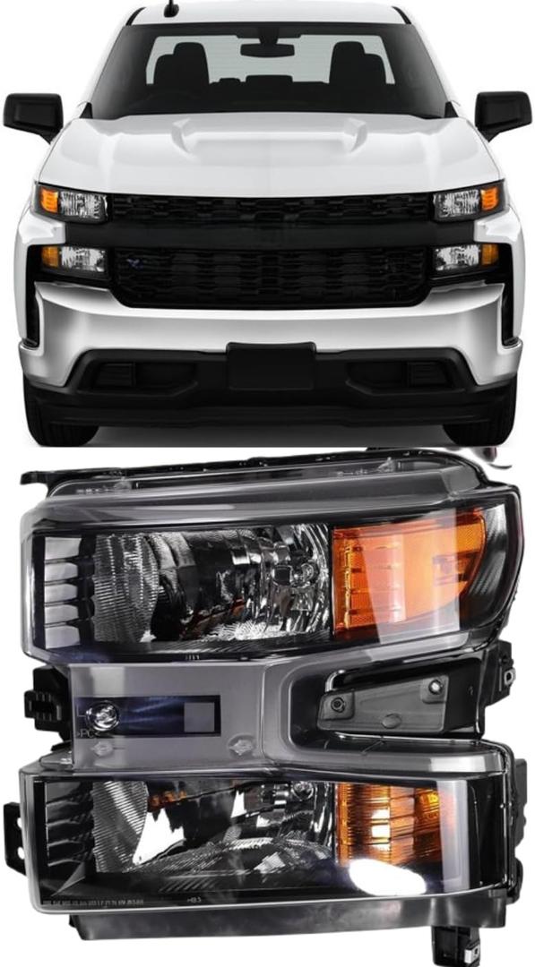 Halogen Headlight Compatible With 2019-2021 Chevy Silverado 1500 Left Driver Side