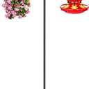 Gtongoko Double Shepherds Hook for Outdoor, 92 Inch Bird Feeder Pole with 5 Prongs Base, 5/8 Inch Thick Heavy Duty Adjustable Garden Hook for Hanging Plant, Lantern, Hummingbird Feeder, 1 Pack
