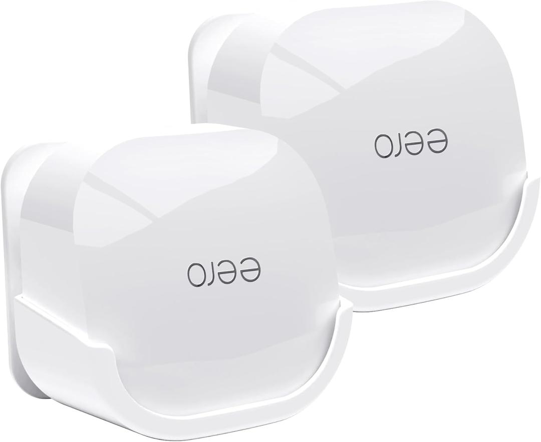 2Pack Wall Mount Holder for eero 6 Plus 6+ and eero 6 Router Mesh Wi-Fi System,Wall Mount Stand Bracket for eero 6 Plus and eero 6 tri-Band Mesh,Wall Bracket for eero 6+ Extender Router Wire Organizer (White-2PC)