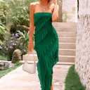 PRETTYGARDEN Womens Spring Cocktail Dresses 2026 Strapless Bodycon Ruffle Elegant Summer Wedding Guest Graduation Midi Dress (S)