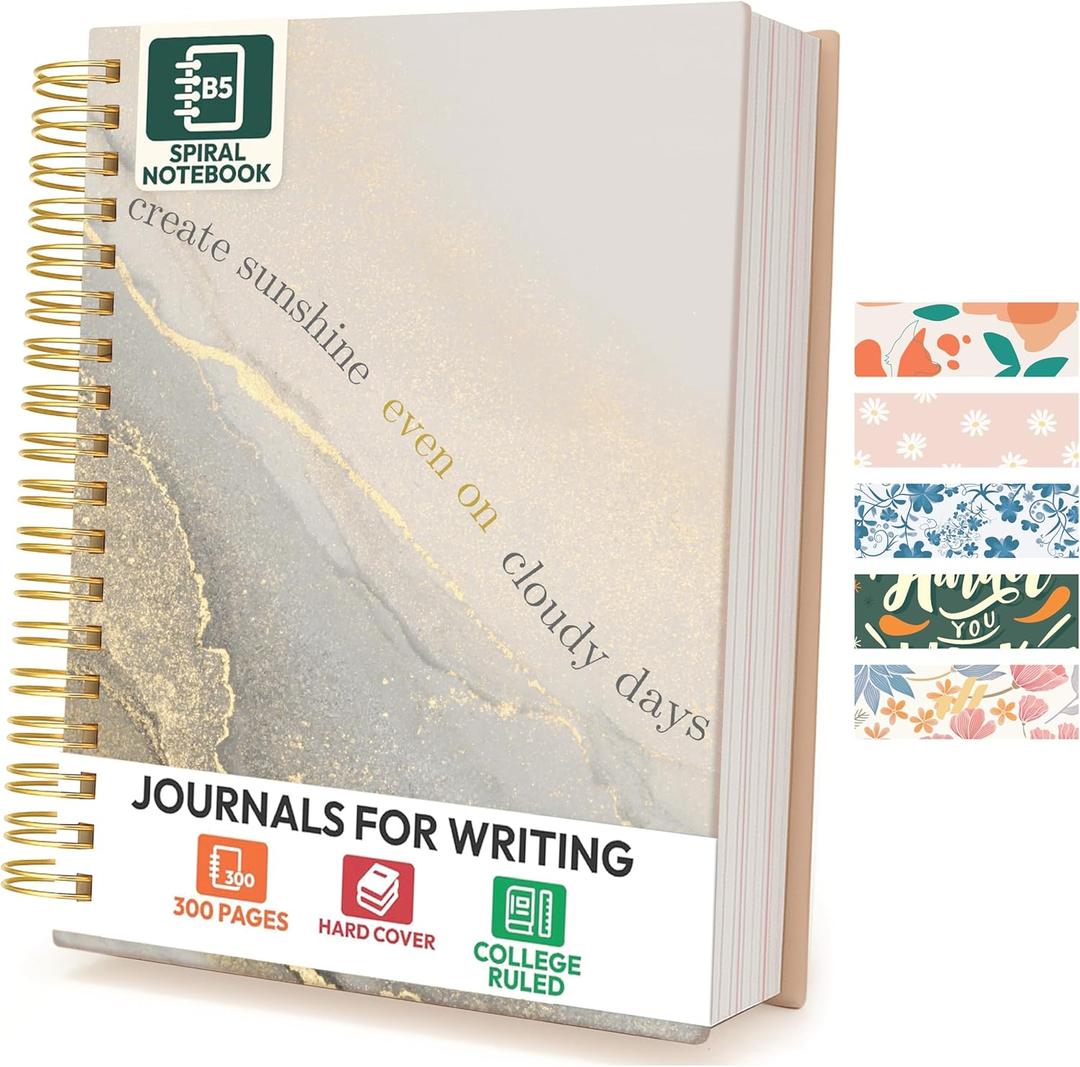 Large Journals for Writing 300 Page Spiral Bound Notebook with Hard Cover, Work Notebook for Women, Daily Writing, School, Office, Journaling, 10.25" X 7.25 Inches
