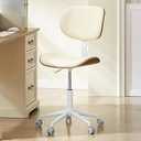 Bestier Small Office Chair with Bentwood Back Support, Armless Desk Chair with 360 Swivel, Height Adjustable Computer Chair with Wheels, PU Leather Modern for Office, Small Space, Black