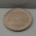 Rustic Wood Beaded Tray for Home Decor Vintage Round Serving Plate for Dining Table Centerpiece Tealight Candle Holder Farmhouse Kitchen Display Elegant Decorative Accessory