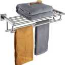 KOKOSIRI 20 Inch Towel Rail Towel Shelf with Double Towel Bars Bathroom Towel Rack Towel Holder Wall Mounted SUS 304 Stainless Steel, Brushed Nickel, B6005BR-L20