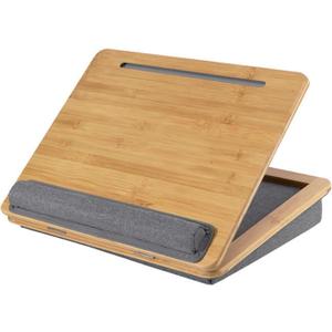 Adjustable Lap Desk for Laptop with Cushion, Bamboo Laptop Stand with Anti-Slip Strip Tablet Phone Holder, Fits up to 15.6 inch or 14 inch with Mouse Space
