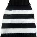 Turtleneck Stripes Pro Pet Clothes Dog Wool Classic Sweaters (Black &White Stripe, XXL)