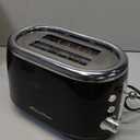 Mueller Retro Toaster 2 Slice with 7 Browning Levels and 3 Functions: Reheat, Defrost & Cancel, Stainless Steel Features, Removable Crumb Tray, Under Base Cord Storage, Black