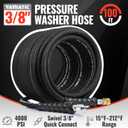 YAMATIC 3/8" Pressure Washer Hose 100 FT,4000 PSI Steel Wire Braided with 360 Swivel 3/8" Quick Connect, Rated 212F Hot/Cold Water, Steel Braided Rubber Hose for Professional Gas Cleaning