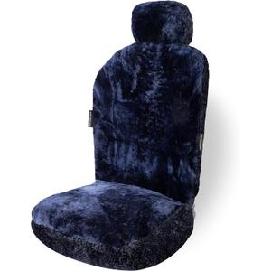 ZONETECH Car Seat Covers Full Set,Sheepskin Winter Wool Auto Accessories for All Season Protection,Include Front & Rear Seat Cover (Deep Blue, 1- Pack)