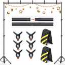 Backdrop Stand 108ft (WH) Adjustable Backdrop Support Ground Kit Photography Photo Shoot Backdrop Stand for Parties with Sandbags, Spring Clips, Carrying Bag
