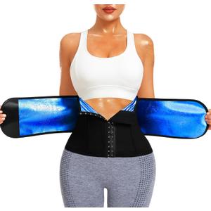 LMCOB Sauna Waist Trainer for Women Waist Trimmer Corset for Stomach Wrap Workout Belly Belt Band Zipper Sauna Suits (Black, XXXL)