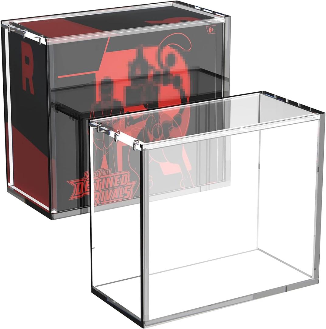Elite Trainer Box Acrylic Case Protector  ETB Display Storage Box with Sliding Slot & 5mm Magnetic Closure, Ultra Thick 6/8mm Clear Acrylic with Rounded Edges, Collector Display Case for ETB Boxes