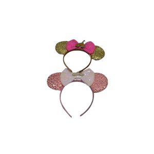 DRESHOW Mouse Ears Bow Headbands Minnie Ears Headband Glitter Party Decoration Cosplay Costume for Women, Pack 2