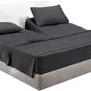 Top Split King Flex Head Sheet Set for Sleep Number Mattress Fits Deep Pocket Bed 1800 Thread Count Super Soft and Cool 4 Piece Set with Pillowcases 34-36" Split top (Gray)