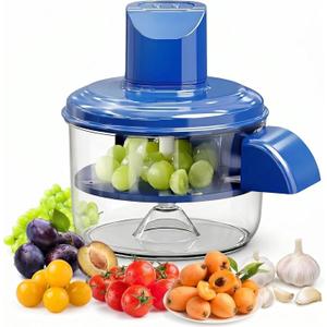 Electric Grape Peeling Machine, Automatic Fruit Peeler for Cherry Tomato, Plum and Small Fruits, Cordless Rechargeable Kitchen Tool for Home Use, Easy Cleaning Design (Blue)