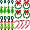 Syhood 24 Sets Christmas Crafts for Adults Lime Green Christmas Beaded Ornament Kit Including 6 Green Monsters 6 Xmas Trees 6 Candy Canes 6 Wreaths, DIY Xmas Ornaments Kits (Assembly Needed)